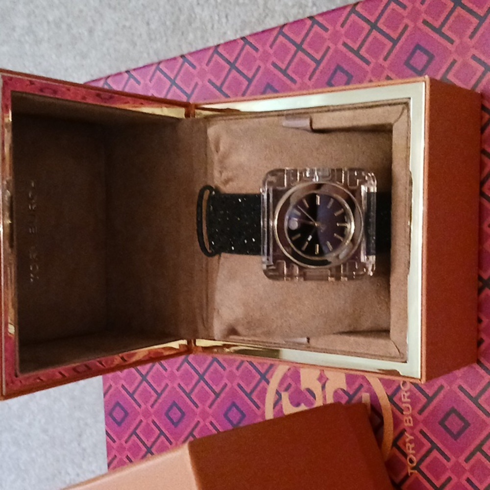 Tory Burch Izzy Black Shimmer Strap Watch